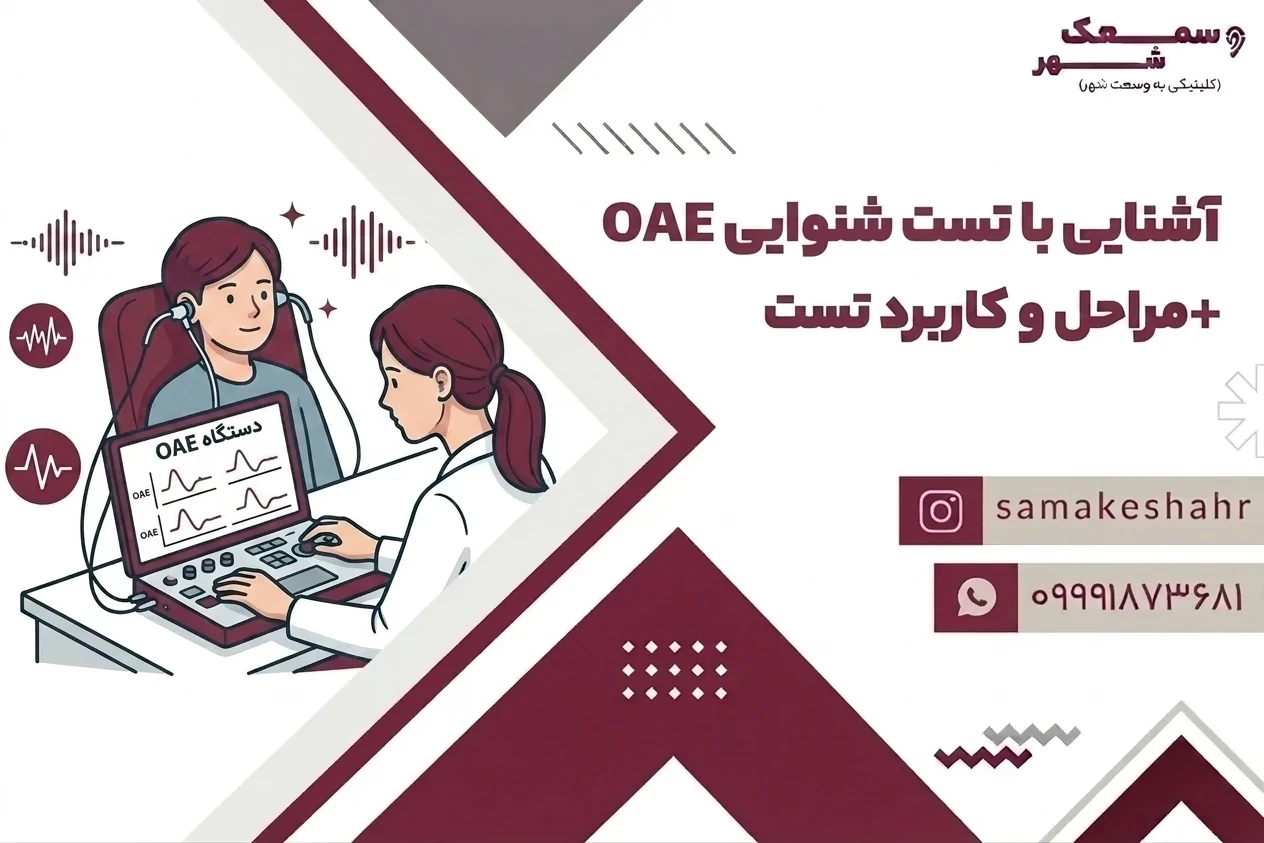 شخصی به کمک ادیولوژیت در حال انجام تست OAE است.
